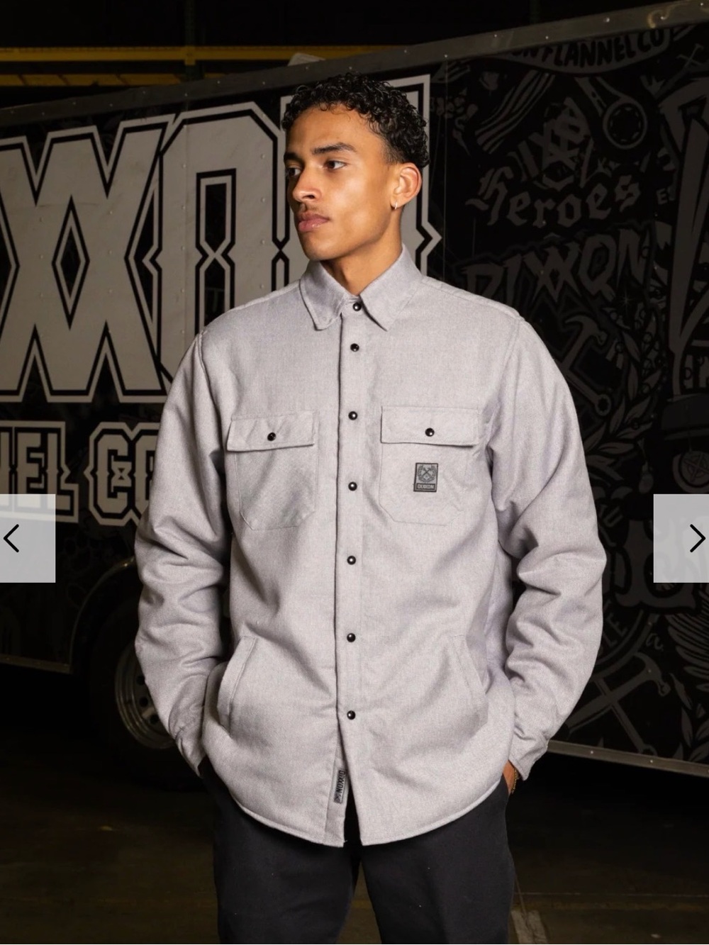 DIXXON fleece-lined Gray Casual Button-Down Shirt Jacket